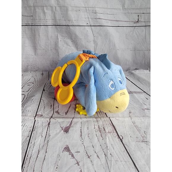 Disney Baby Plush Eeyore Blue Donkey Rattle Crinkle Teether Car Seat Toy 9in - Picture 1 of 7